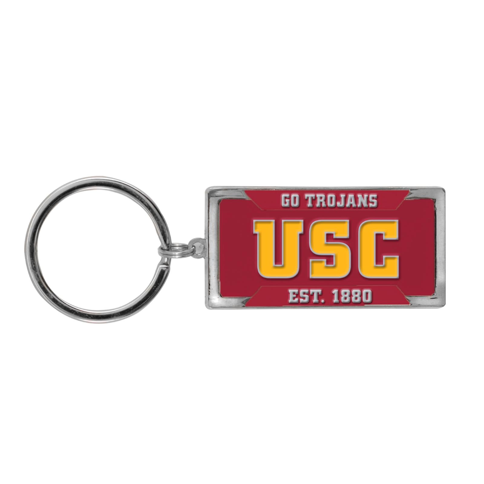 USC Trojans License Plate Keychain Cardinal by Spirit image01